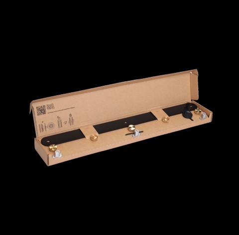 WoodUpp®CREATE | Wieszak na ubrania 5x - Czarny / Mosiądz